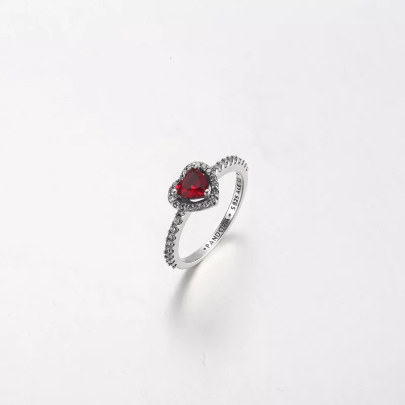(imagen para) Anillo PANDORA Elevado de Corazón Rojo - 198421C02 - Ver 2