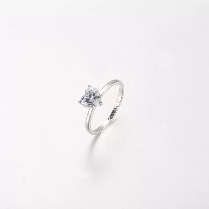 (imagen para) Anillo solitario corazón brillante PANDORA - 191165C01 - Ver 2