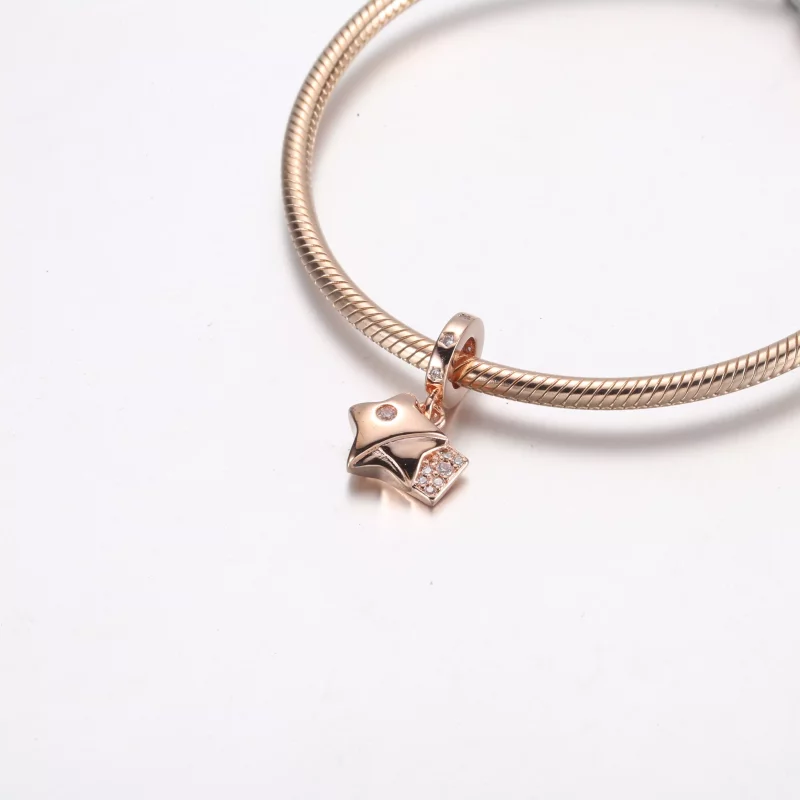 (imagen para) Colgante de Pandora Rose Gold Luck Star Dangle - 782483C01 - Ver 4
