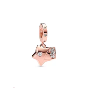 (imagen para) Colgante de Pandora Rose Gold Luck Star Dangle - 782483C01