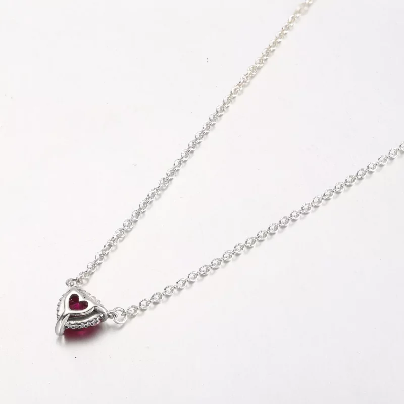 (imagen para) Collar Collier con Colgante de Corazón Halo Brillante PANDORA - 392542C01 - Ver 3
