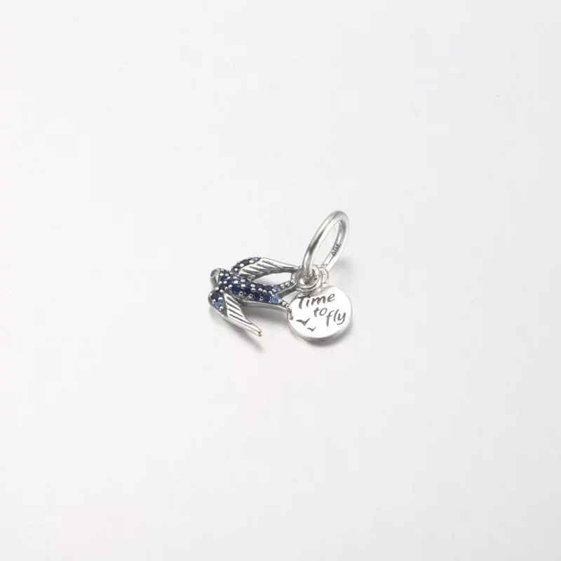 (imagen para) Encanto de doble colgante PANDORA Swallow & Quote Sparkling - 792570C01 - Ver 2