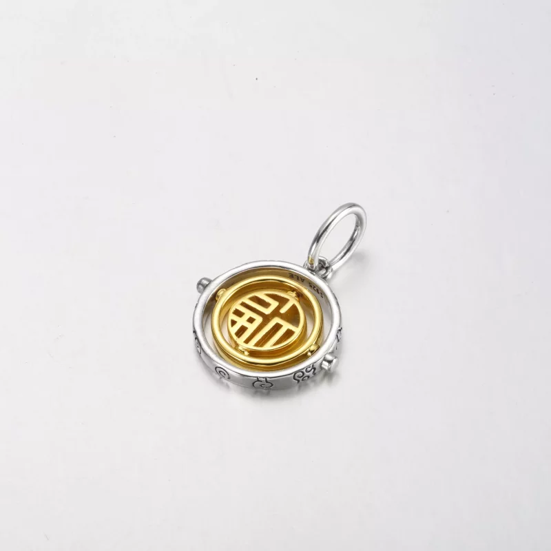 (imagen para) PANDORA Charm colgante giratorio de dos tonos Fu - 762536C00 - Ver 2