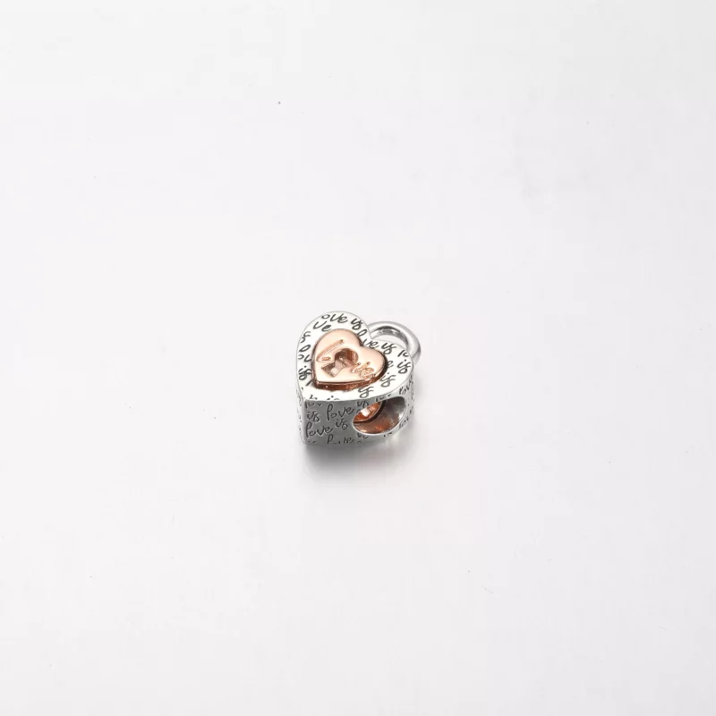 (imagen para) PANDORA Charm de corazón divisible con candado bicolor - 782505C00 - Ver 2