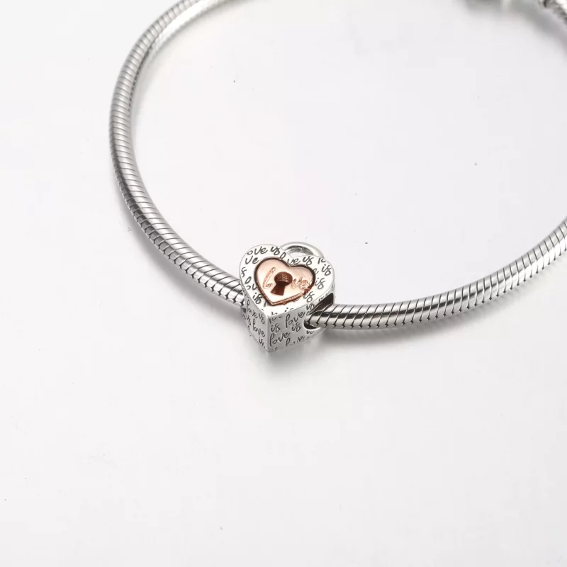 (imagen para) PANDORA Charm de corazón divisible con candado bicolor - 782505C00 - Ver 5