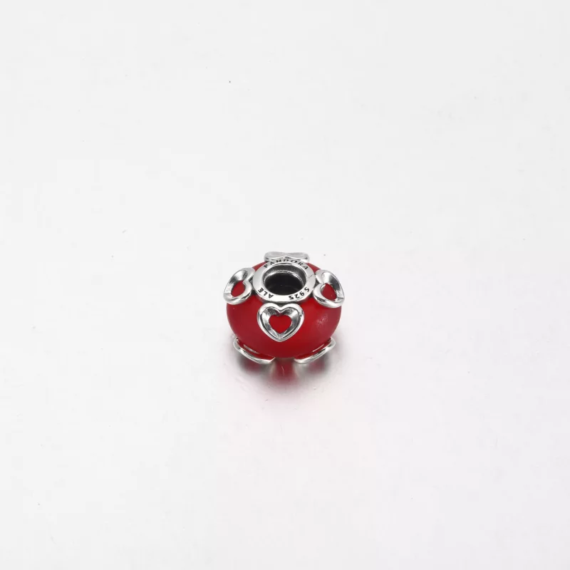 (imagen para) PANDORA Charm de Vidrio Murano Rojo Helado y Corazones - 792497C01 - Ver 3