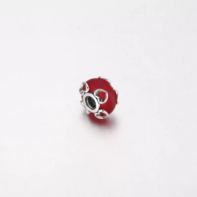 (imagen para) PANDORA Charm de Vidrio Murano Rojo Helado y Corazones - 792497C01 - Ver 4