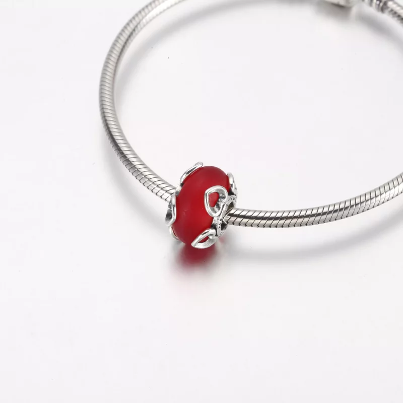 (imagen para) PANDORA Charm de Vidrio Murano Rojo Helado y Corazones - 792497C01 - Ver 5