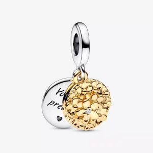 (imagen para) Pandora Charm Doble Colgante Margarita Bicolor - 762341C01