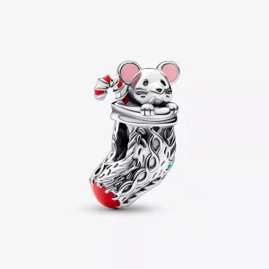 (imagen para) PANDORA Charm festivo de ratón y calcetín - 792366C01