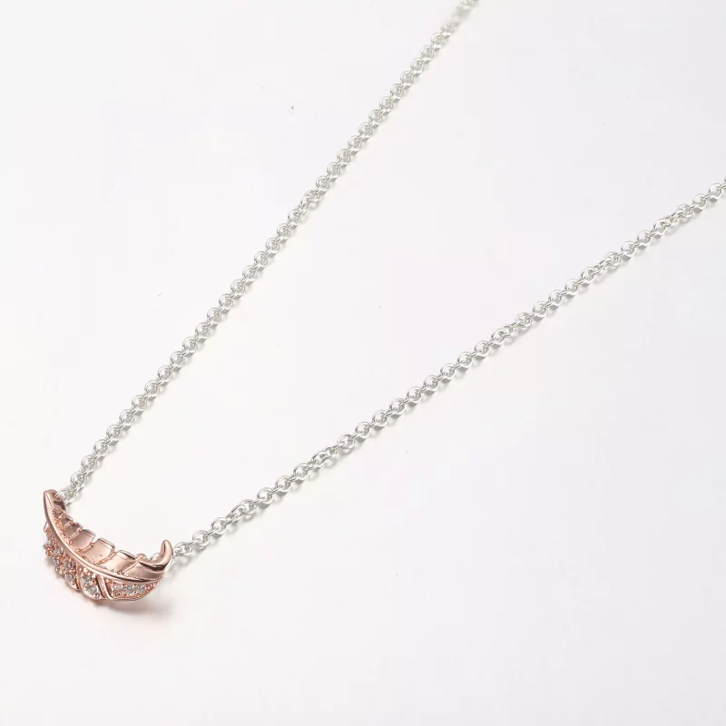 (imagen para) PANDORA Collar de Pluma Curvada Flotante de Dos Tonos - 382575C01-45 - Ver 2