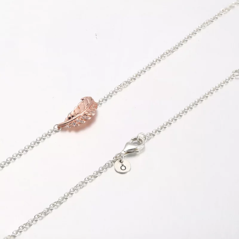 (imagen para) PANDORA Collar de Pluma Curvada Flotante de Dos Tonos - 382575C01-45 - Ver 5