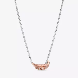 (imagen para) PANDORA Collar de Pluma Curvada Flotante de Dos Tonos - 382575C01-45