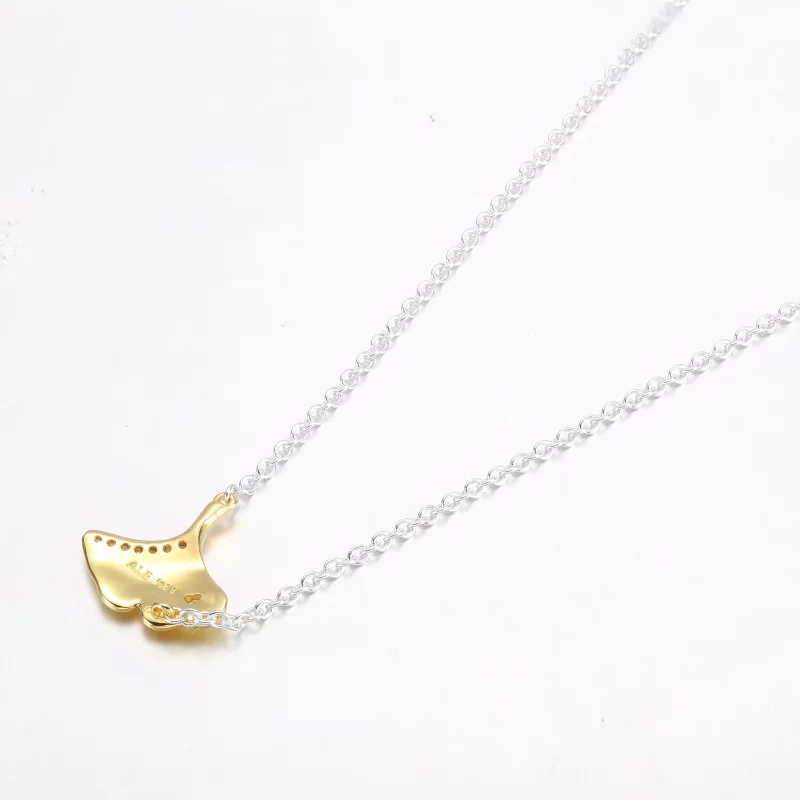(imagen para) PANDORA Collar Ginkgo de plata de ley y chapado en oro de 14k con circonita cúbi - Ver 3