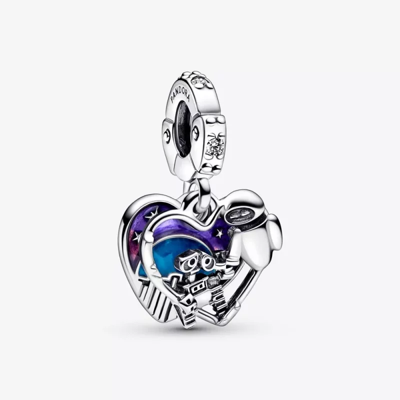 (imagen para) PANDORA Disney Pixar Wall-E y Eve Charm Colgante que Brilla en la Oscuridad - 792518C01