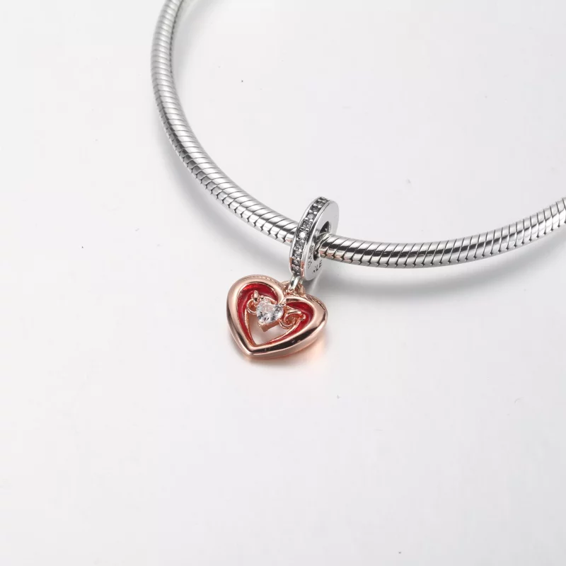 (imagen para) PANDORA Encanto Colgante Radiante Corazón Bicolor - 782450C01 - Ver 4