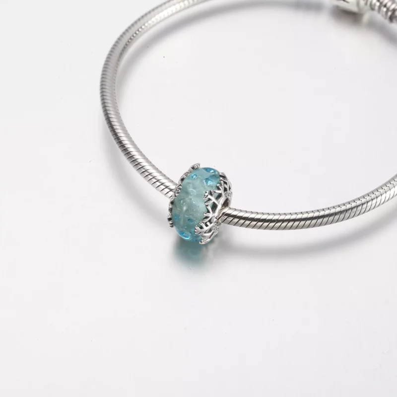 (imagen para) PANDORA Encanto de Murano de Copo de Nieve Azul Invernal - 792377C00 - Ver 5