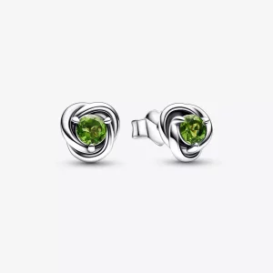 (imagen para) PANDORA Pendientes con forma de círculo de eternidad con piedra natal de agosto - 292334C03