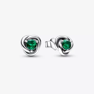 (imagen para) PANDORA Pendientes con forma de círculo de eternidad con piedra natal de mayo - 292334C08