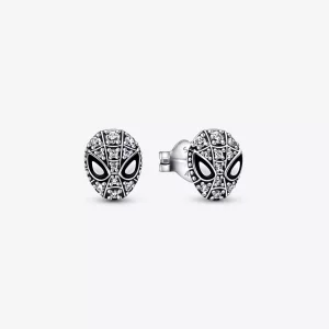 (imagen para) Pendientes con diseño de máscara de Spider-Man Pavé de PANDORA Marvel - 292354C01