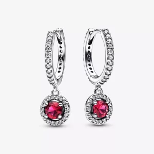 (imagen para) Pendientes de Aro Brillantes Redondos PANDORA Rojos - 292379C01
