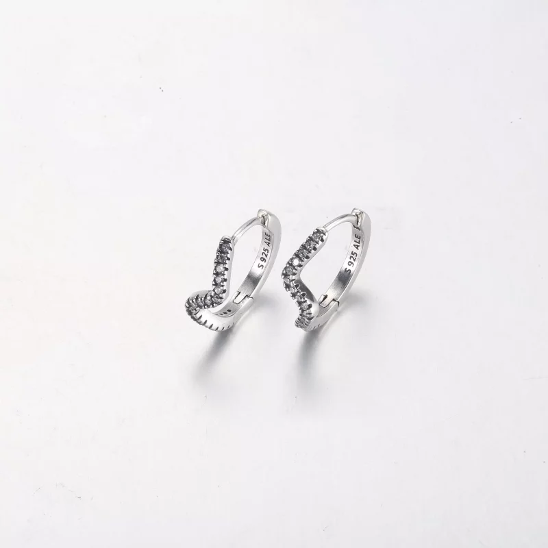 (imagen para) Pendientes de Aro Ondulados Brillantes PANDORA - 292545C01 - Ver 2