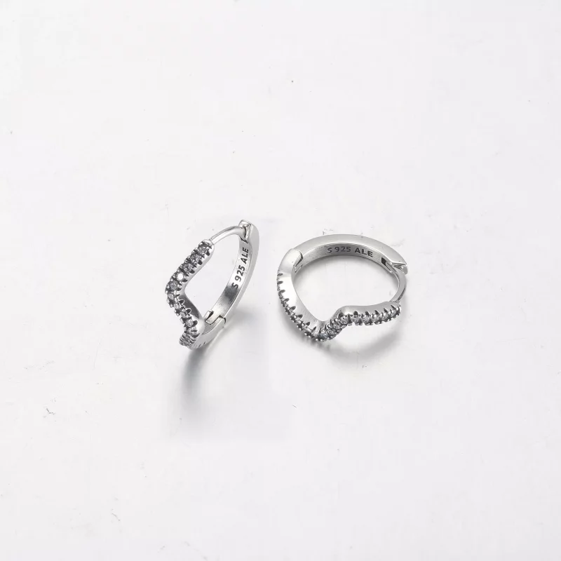 (imagen para) Pendientes de Aro Ondulados Brillantes PANDORA - 292545C01 - Ver 3