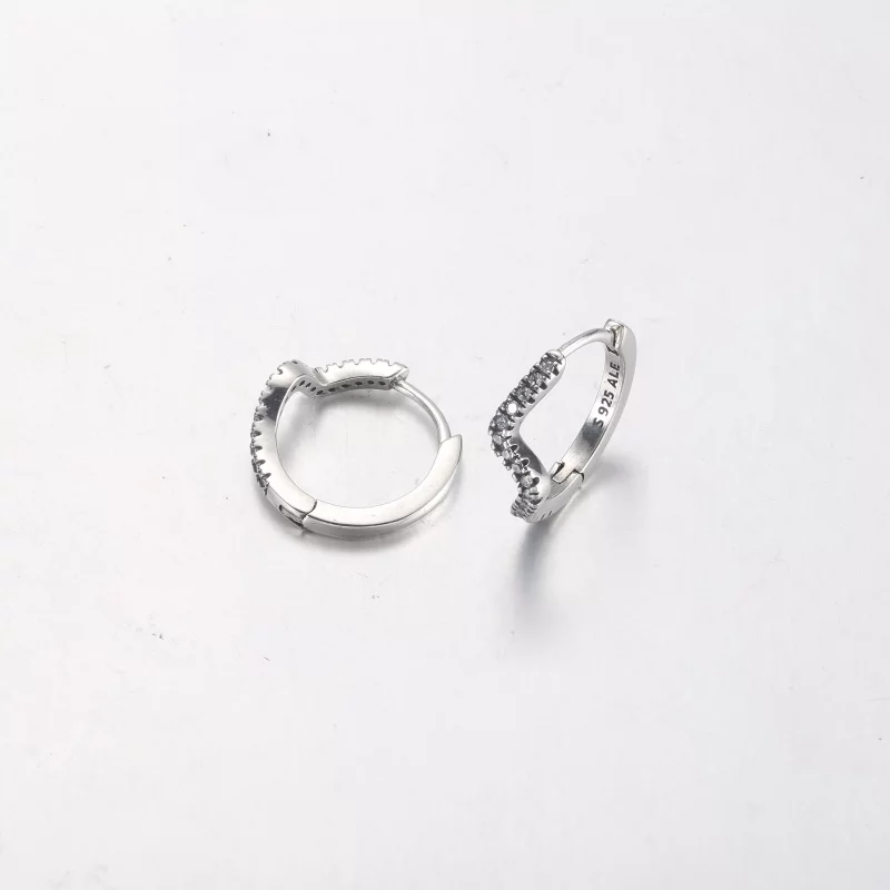 (imagen para) Pendientes de Aro Ondulados Brillantes PANDORA - 292545C01 - Ver 4