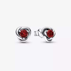 (imagen para) Pendientes de botón en círculo eterno rojo de enero de PANDORA - 292334C06