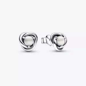 (imagen para) Pendientes de botón en forma de círculo eterno blanco de PANDORA para junio - 292335C03