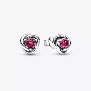 (imagen para) Pendientes de botón PANDORA de octubre, círculo de eternidad color rosa - 292334C05