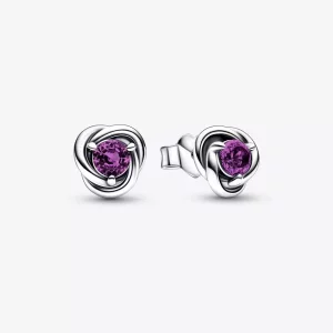 (imagen para) Pendientes de Estudio en Forma de Círculo de Eternidad PANDORA de Febrero Morado - 292334C02