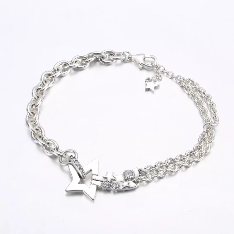 (imagen para) Pulsera de doble cadena PANDORA Shooting Star - 592409C01 - Ver 2