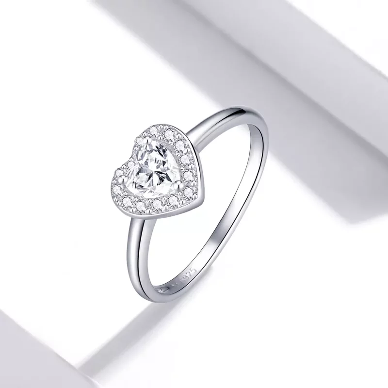 (imagen para) Anillo con corazón elevado y deslumbrante estilo Pandora - SCR725 - Ver 2