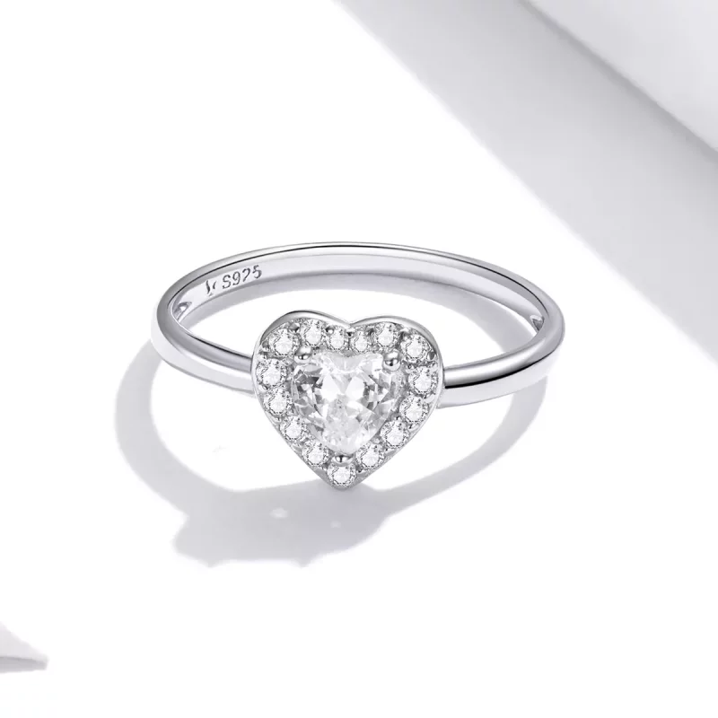 (imagen para) Anillo con corazón elevado y deslumbrante estilo Pandora - SCR725 - Ver 3