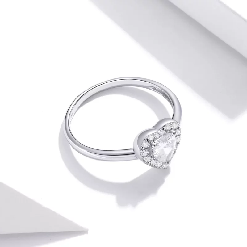 (imagen para) Anillo con corazón elevado y deslumbrante estilo Pandora - SCR725 - Ver 4