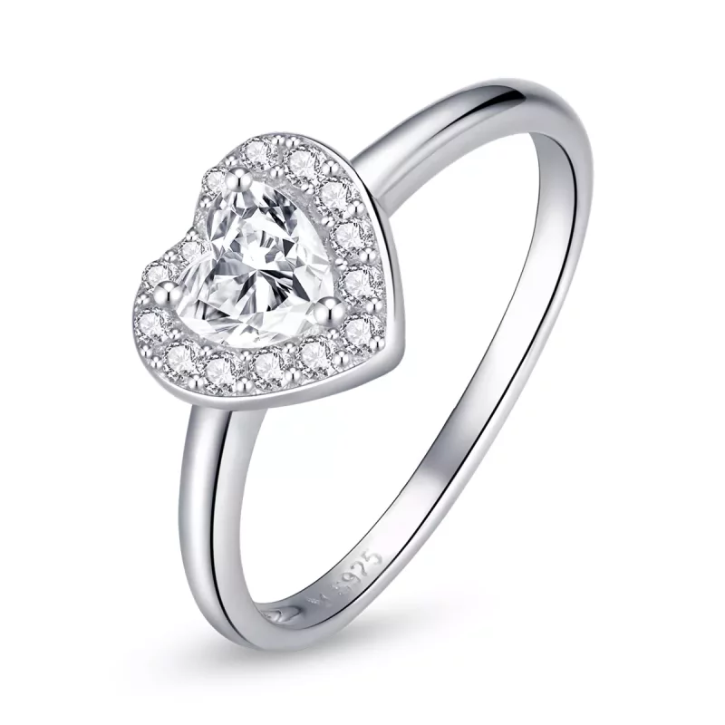 (imagen para) Anillo con corazón elevado y deslumbrante estilo Pandora - SCR725