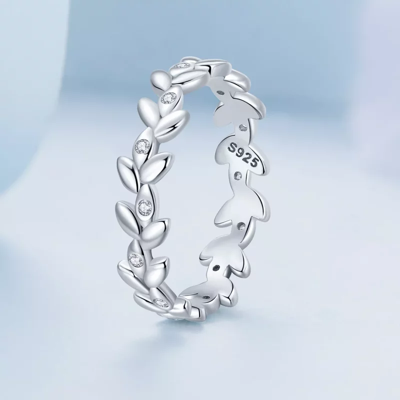 (imagen para) Anillo con estilo Pandora con forma de hoja - BSR306 - Ver 2