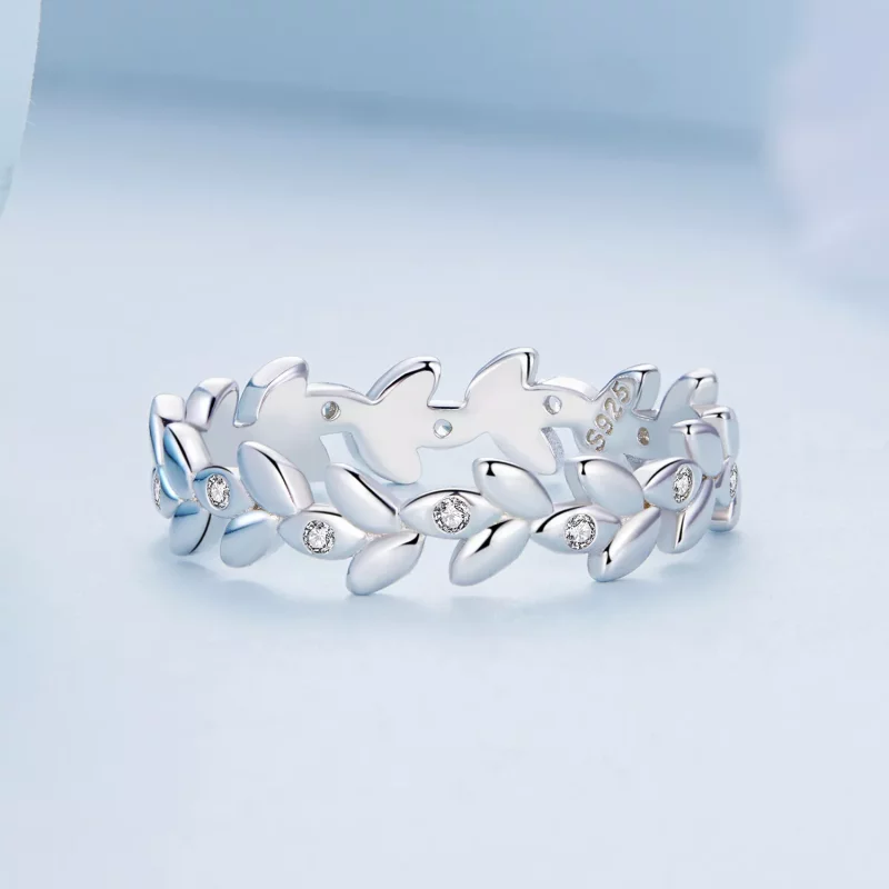 (imagen para) Anillo con estilo Pandora con forma de hoja - BSR306 - Ver 3
