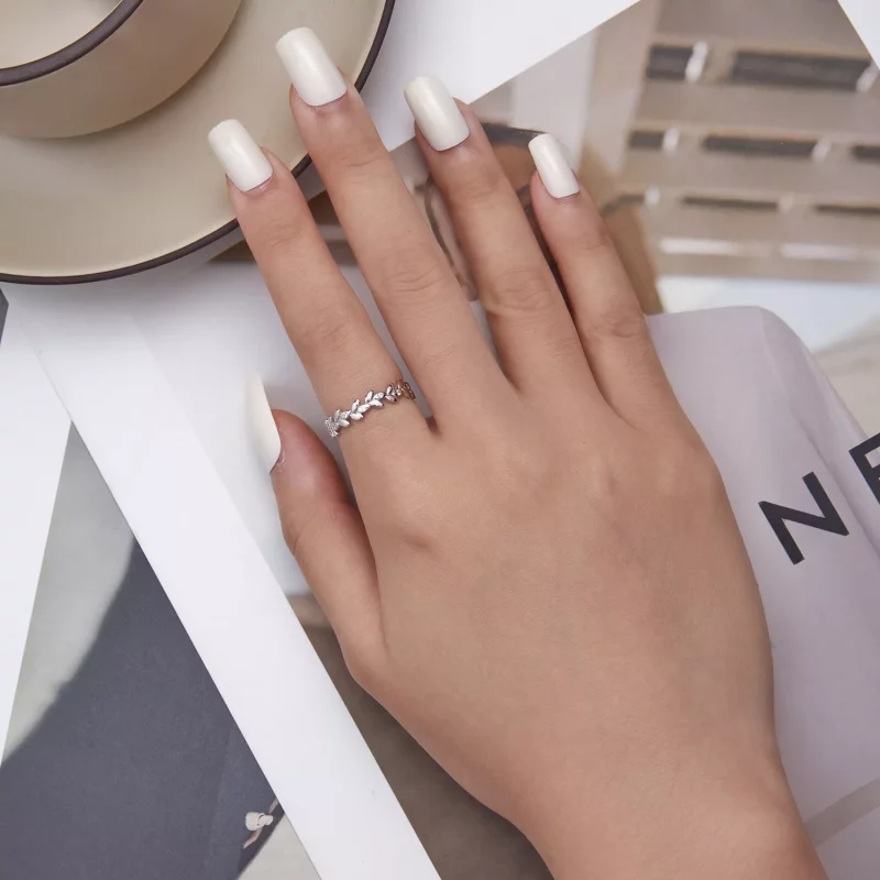 (imagen para) Anillo con estilo Pandora con forma de hoja - BSR306 - Ver 5