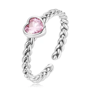 Anillo con estilo Pandora en forma de corazón rosa - SCR865 (imagen para) Anillo con estilo Pandora en forma de corazón rosa - SCR865