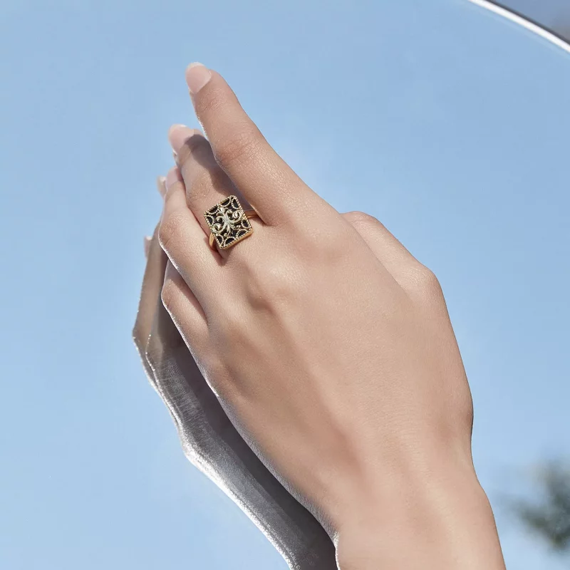 (imagen para) Anillo cuadrado estilo Pandora - BSR189 - Ver 4