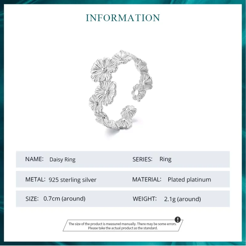 (imagen para) Anillo de banda clásico estilo Pandora con flores de margarita - BSR382 - Ver 6