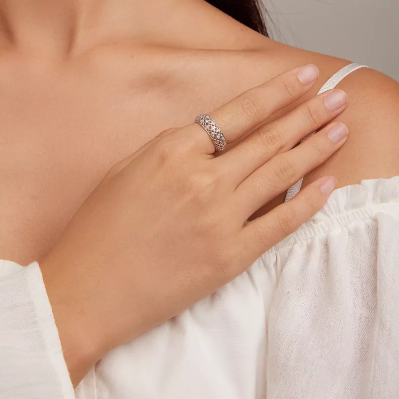 (imagen para) Anillo de banda estilo Pandora para aniversario - BSR333 - Ver 4