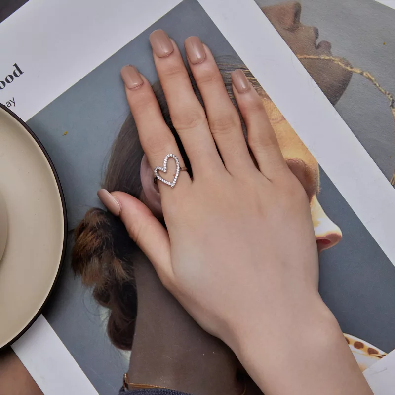 (imagen para) Anillo de corazón estilo Pandora hecho a mano - BSR401 - Ver 2