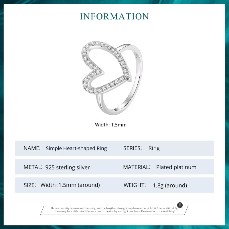 (imagen para) Anillo de corazón estilo Pandora hecho a mano - BSR401 - Ver 4