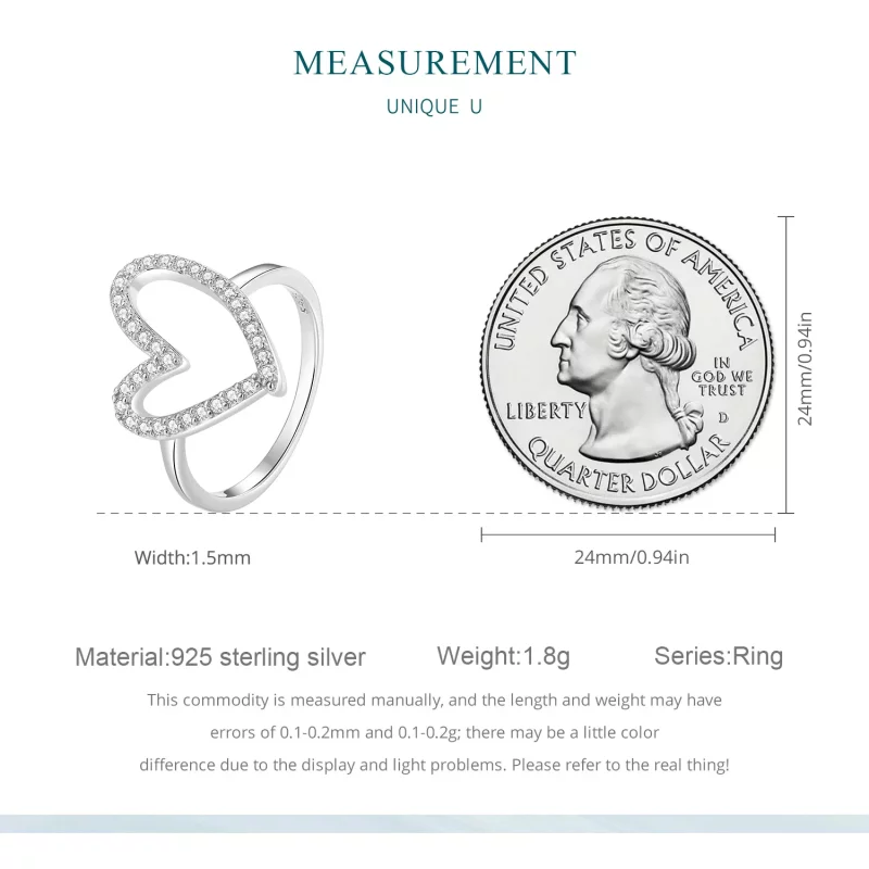 (imagen para) Anillo de corazón estilo Pandora hecho a mano - BSR401 - Ver 5