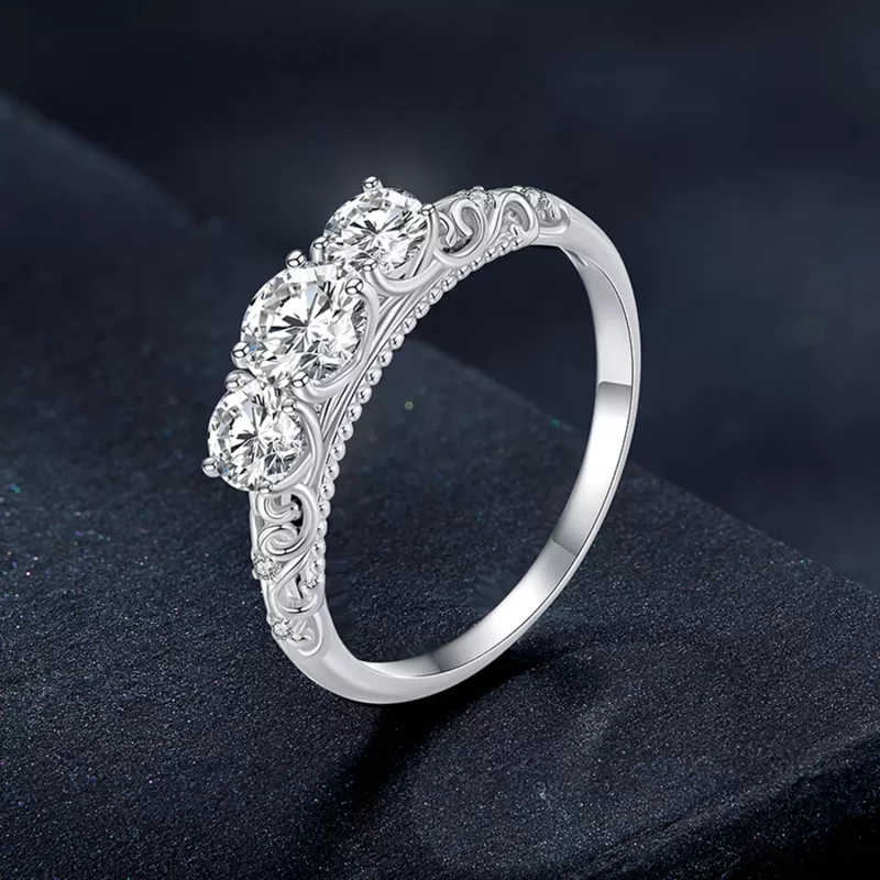 (imagen para) Anillo de estilo Pandora con 3 piedras - MSR009 - Ver 2