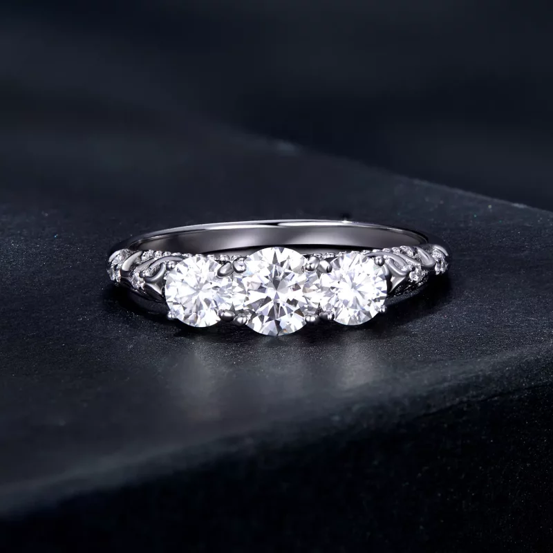 (imagen para) Anillo de estilo Pandora con 3 piedras - MSR009 - Ver 3