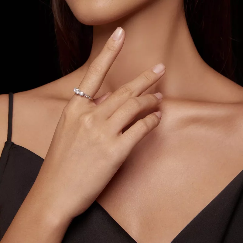 (imagen para) Anillo de estilo Pandora con 3 piedras - MSR009 - Ver 5